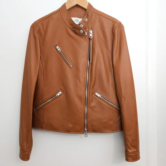 Coach Uptown Racer Leather Jacket - Picture 2 of 13